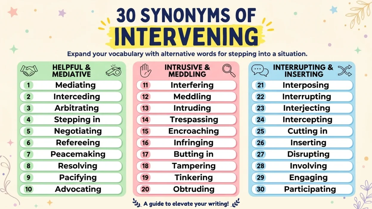 Synonyms of Intervening: Meanings, Examples, and Best Uses