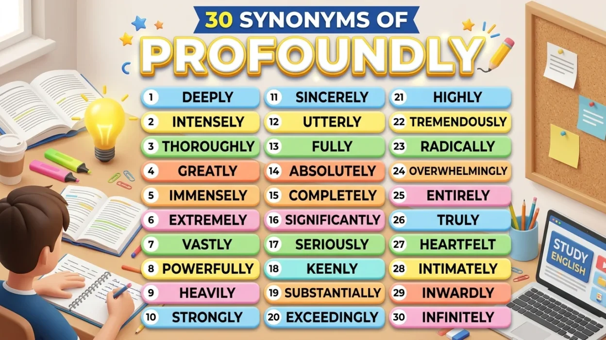 Synonyms of Profoundly: